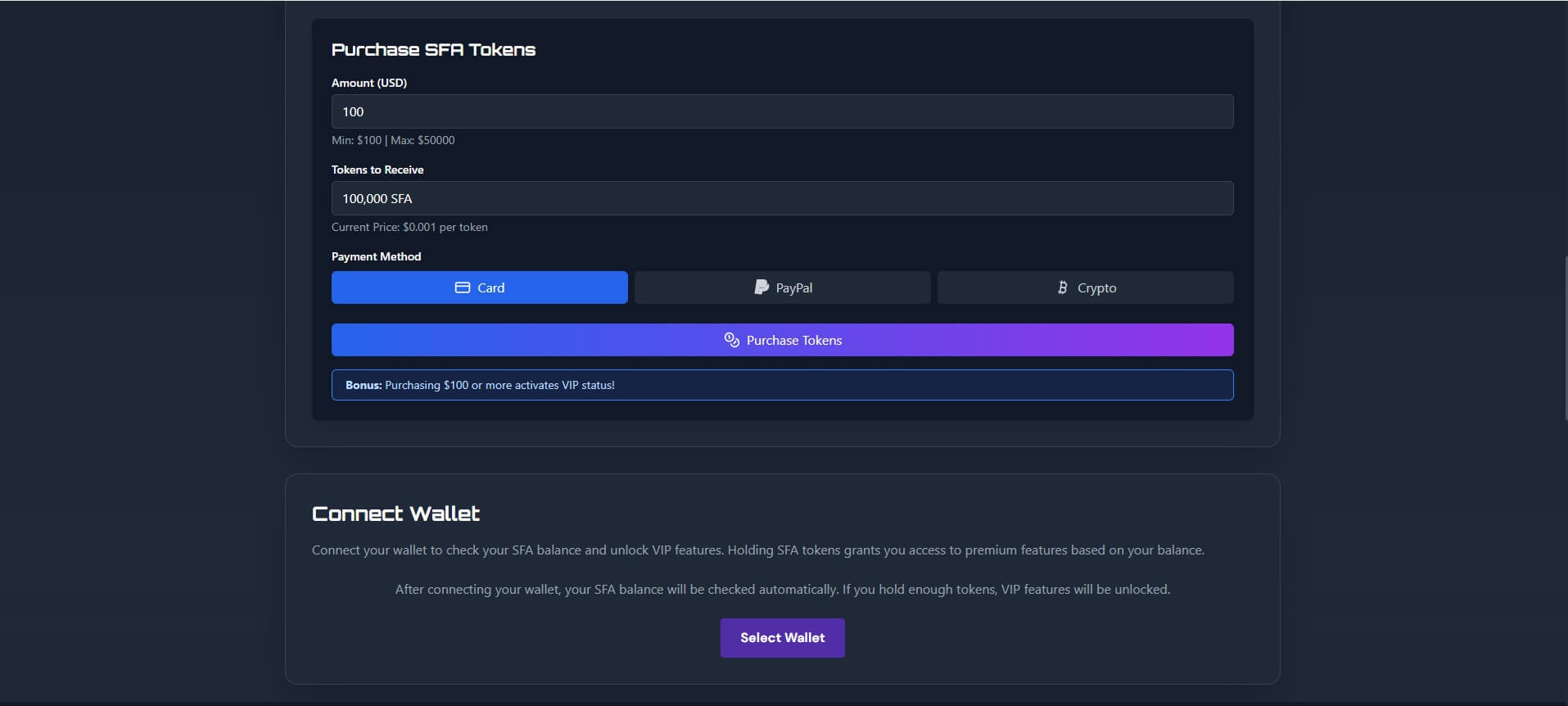 SFA Token Integration